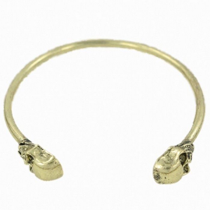 Bronze tone skull skinny bangle